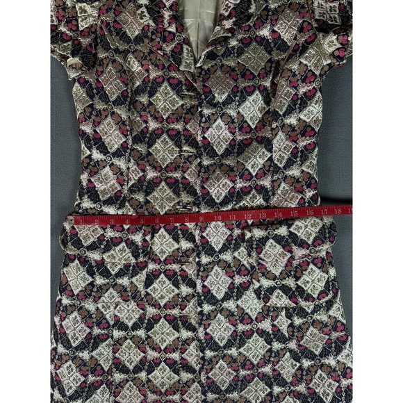 Gino Charles Dress Womens 8 A Line Geometric APC Pattern Vintage Elegant Diamond - Picture 10 of 13